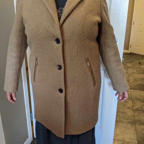 DKNY Beige Wool Boucle Coat - Size L - Picture 6 of 10